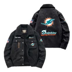 Miami Dolphins Fan Gift Padded Lapel Jacket, Jacket All Over Print For NFL Lovers, Custom Name G1A072025MD001 - Black