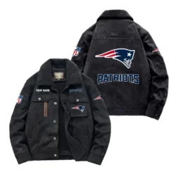 New England Patriots Fan Gift Padded Lapel Jacket, Jacket All Over Print For NFL Lovers, Custom Name G1A072025NEP001 - Black
