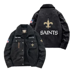 New Orleans Saints Fan Gift Padded Lapel Jacket, Jacket All Over Print For NFL Lovers, Custom Name G1A072025NOS001 - Black