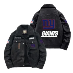 New York Giants Fan Gift Padded Lapel Jacket, Jacket All Over Print For NFL Lovers, Custom Name G1A072025NYG001 - Black