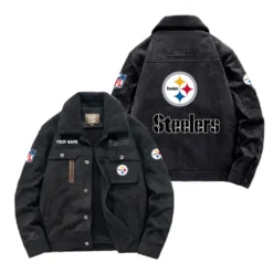 Pittsburgh Steelers Fan Gift Padded Lapel Jacket, Jacket All Over Print For NFL Lovers, Custom Name G1A072025PS001 - Black