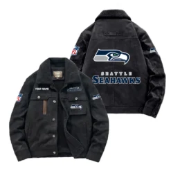 Seattle Seahawks Fan Gift Padded Lapel Jacket, Jacket All Over Print For NFL Lovers, Custom Name G1A072025SS001 - Black