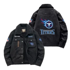 Tennessee Titans Fan Gift Padded Lapel Jacket, Jacket All Over Print For NFL Lovers, Custom Name G1A072025TT001 - Black