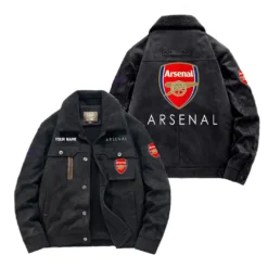 Arsenal Fan Gift Padded Lapel Jacket, Jacket All Over Print For NFL Lovers, Custom Name G1A082025ASN001 - Black