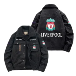 Liverpool Fan Gift Padded Lapel Jacket, Jacket All Over Print For NFL Lovers, Custom Name G1A082025LP001 - Black
