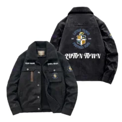 Luton Town Fan Gift Padded Lapel Jacket, Jacket All Over Print For NFL Lovers, Custom Name G1A082025LT001 - Black