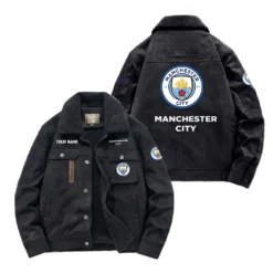 Manchester City Fan Gift Padded Lapel Jacket, Jacket All Over Print For NFL Lovers, Custom Name G1A082025MC001 - Black