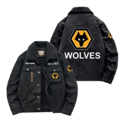 Wolverhampton Wanderers (Wolves) Fan Gift Padded Lapel Jacket, Jacket All Over Print For NFL Lovers, Custom Name G1A082025WW001 - Black